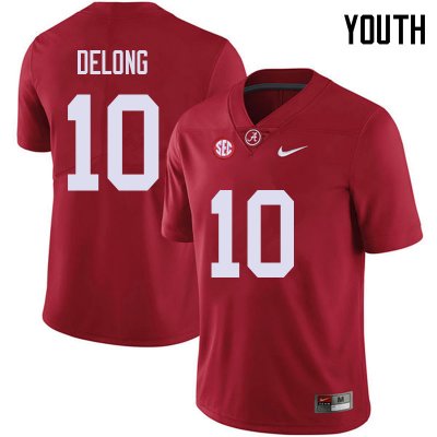 NCAA Youth Alabama Crimson Tide #10 Skyler DeLong Stitched College 2018 Nike Authentic Red Football Jersey CO17B57BC
